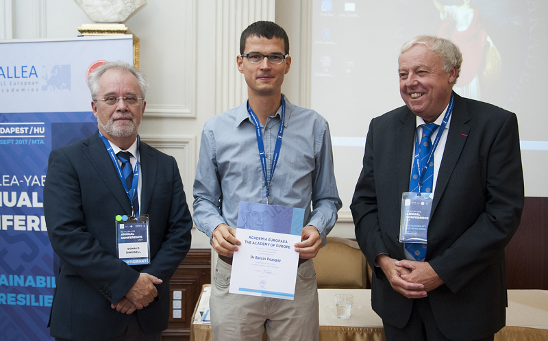 Professor Donald Dingwell, Vice President of Academia Europaea, Balázs Pozsgai, Professor Sierd Cloetingh, President of Academia Europaea