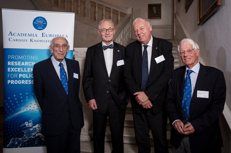 Academia Europaea’s Presidents, past and present: Sir Arnold Burgen, Professor Lars Walløe, Professor Sierd Cloetingh and Professor Dr Jürgen Mittelstraß