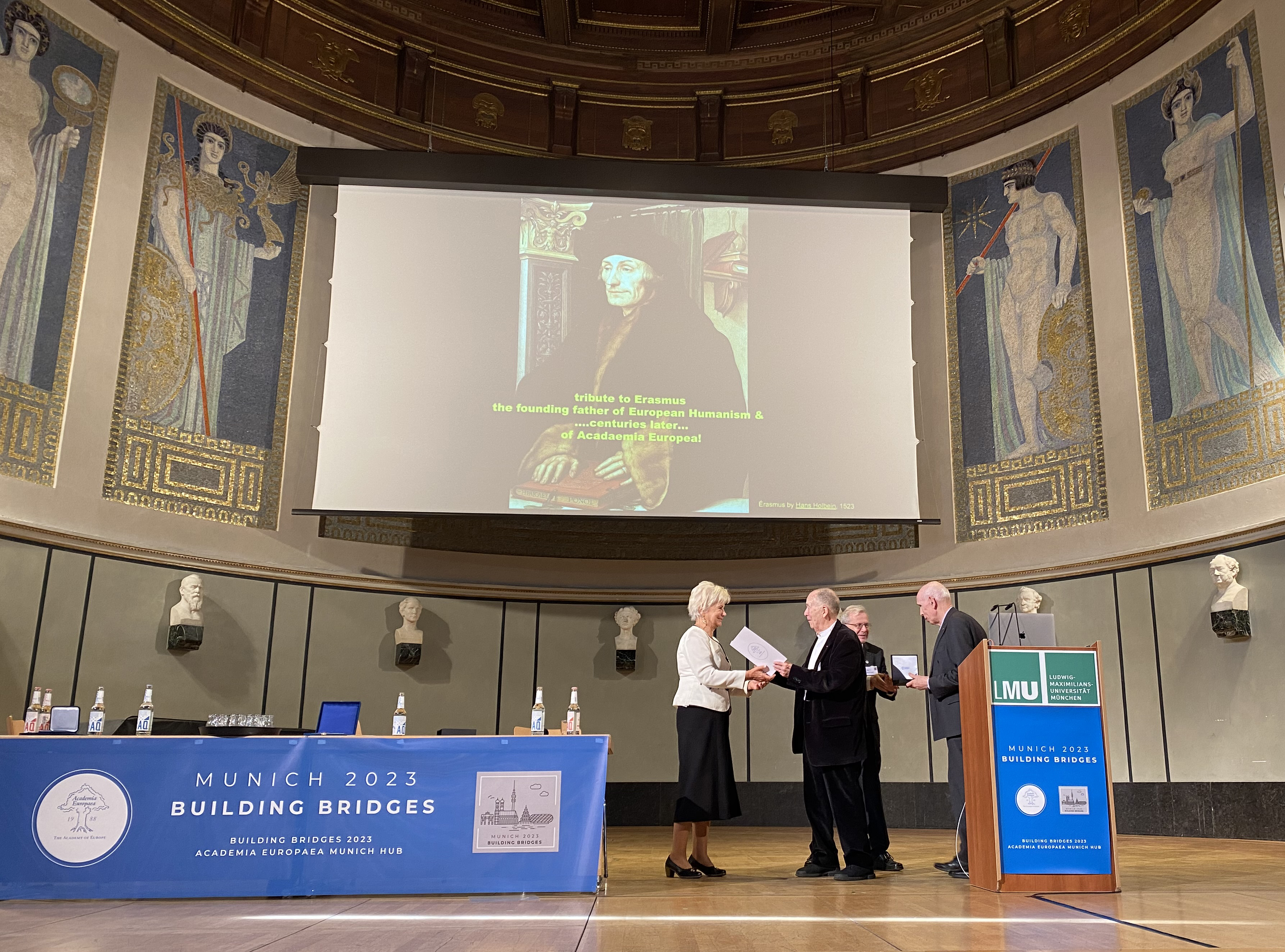 Award ceremony: Eva Kondorosi, Jean-Pierre Changeux, Balázs Gulyás, Ole Petersen