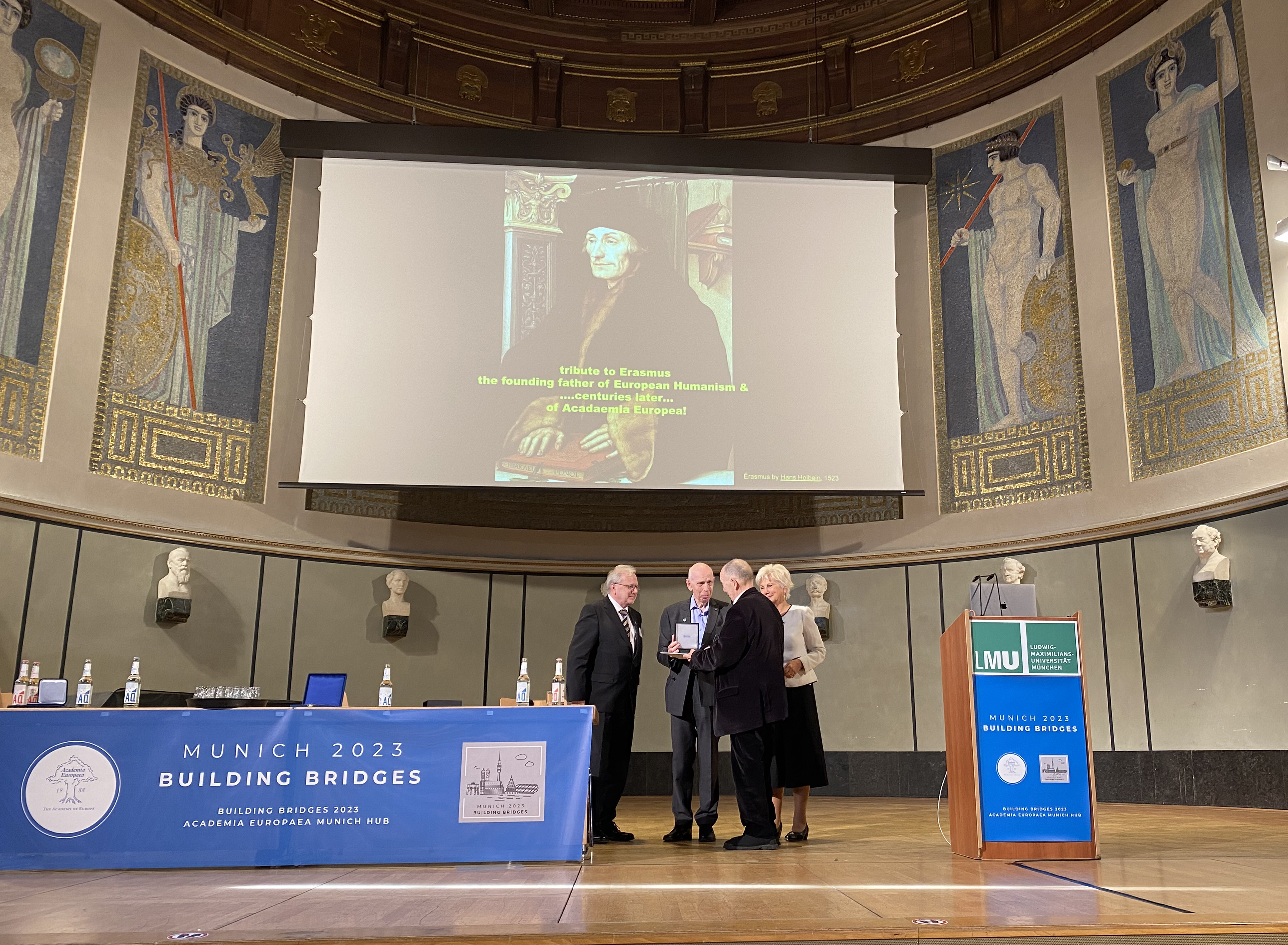 Award ceremony: Balázs Gulyás, Ole Petersen, Jean-Pierre Changeux, Eva Kondorosi